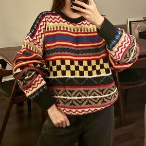 Vintage Checkered Oversized Sweater